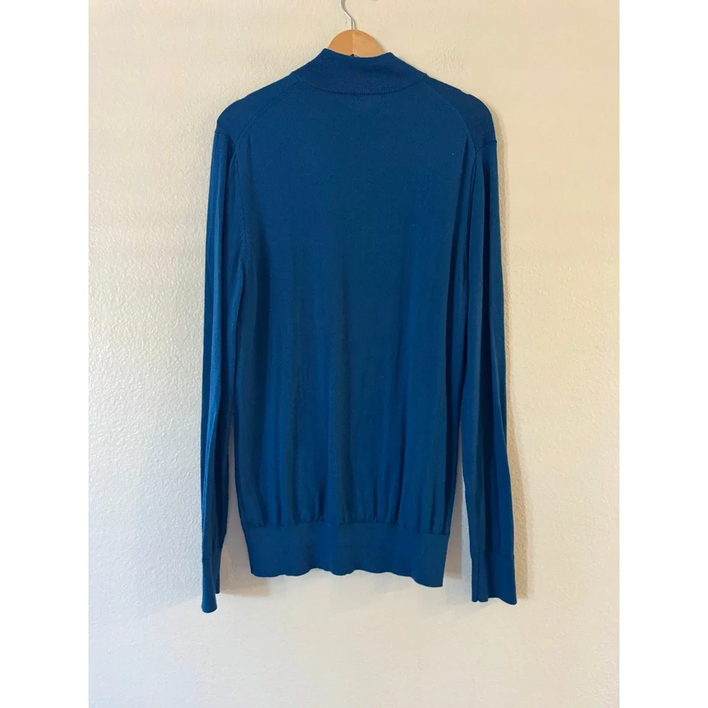 Styleworks 100% Wool Quarter Zip Sweater Mock Neck Small Blue Excellent